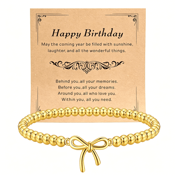 DESIGNICE Beaded Stretch Bracelets for Women,Non Tarnish Gold Silver Bracelet,Pendants Suitable for Birthday Graduation Easter Christmas,Gifts for Friends Family