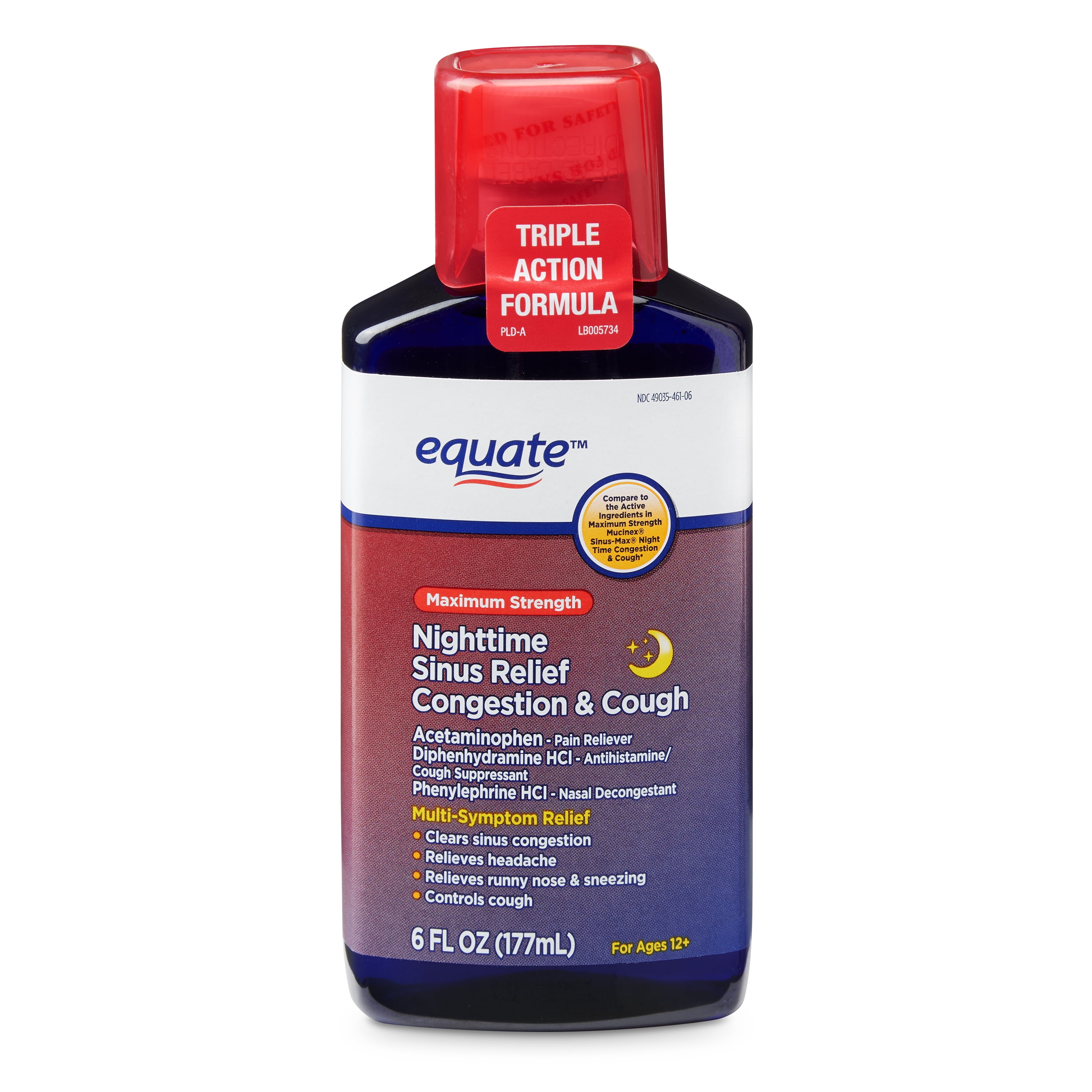 Equate Maximum Strength Nighttime Sinus Relief Congestion & Cough, Ages