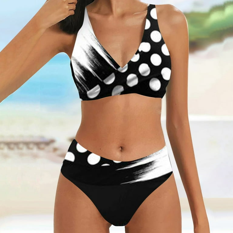Sngxgn Women's High Waisted Bikini Twist Front Tie Back 2 Piece Swimsuits(E,XL)  