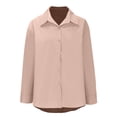 thumbnail image 5 of hotojiny Button Down Shirts for Women Casual Long Sleeve Lapel Loose Blouse Lounge Solid Color Spring Clothes, 5 of 7