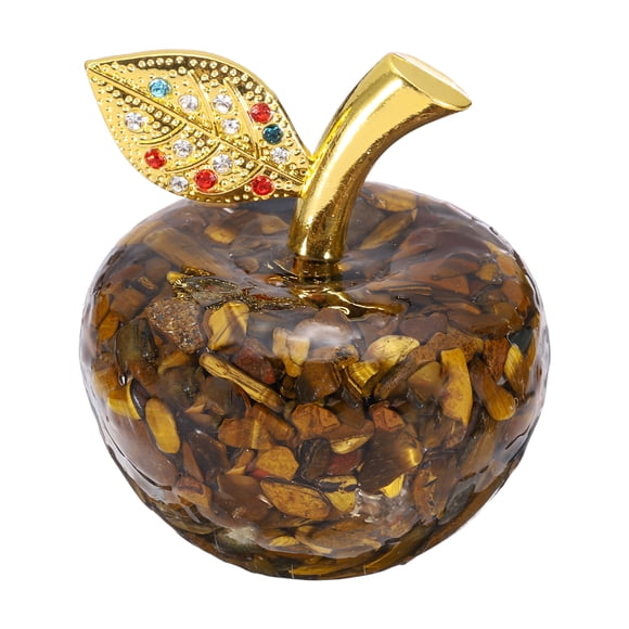 Uxcell Crystal Apple Figurine, Artificial Fruit Statue Collectible Crystal Crafts Paperweight Craft Decoration for Home Office Centerpiece Decor Holidays Gifts, Gold