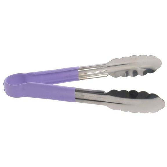 HUBERT® Tongs with Purple Silicone Handle Stainless Steel- 9" L