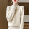 thumbnail image 3 of One Line Half Height 100% Andy Velvet Knitted Sweater For Women's Autumn And Winter New Top, Loose Long Sleeved Basic Style GH79, 3 of 5