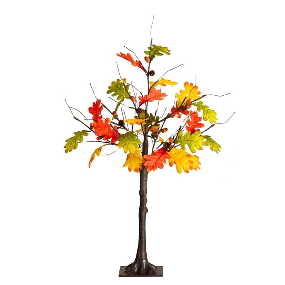 Nearly Natural Pre-Lit Maple Artificial Fall Tree with Pinecones and Acorns - 3' - LED Lights