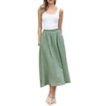 thumbnail image 2 of INSPIRE CHIC Summer Maxi Skirt for Women's Elastic High Waist A Line Swing Long Skirts XS Green, 2 of 6