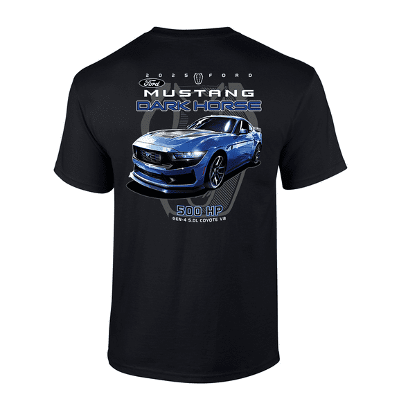 Trenz Shirt Company Men’s Graphic T-Shirt - 2025 Ford Mustang Dark Horse 500 HP Gen-4 Design-Black-xxl