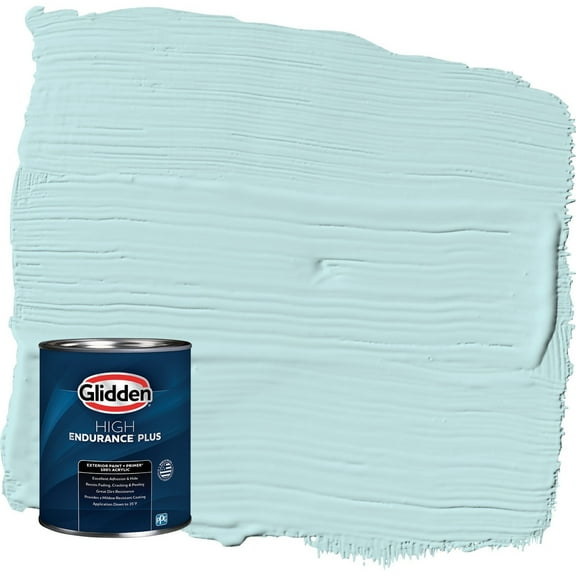 Glidden HEP Aqua Whisper / Blue Satin Exterior Paint with Primer, 1 Quart