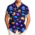 thumbnail image 2 of Ceisia Men's Hawaiian Vibrant Marine Life Print Short Sleeve Shirt | Navy Casual Button Down Beach Top Gifts, 2 of 6