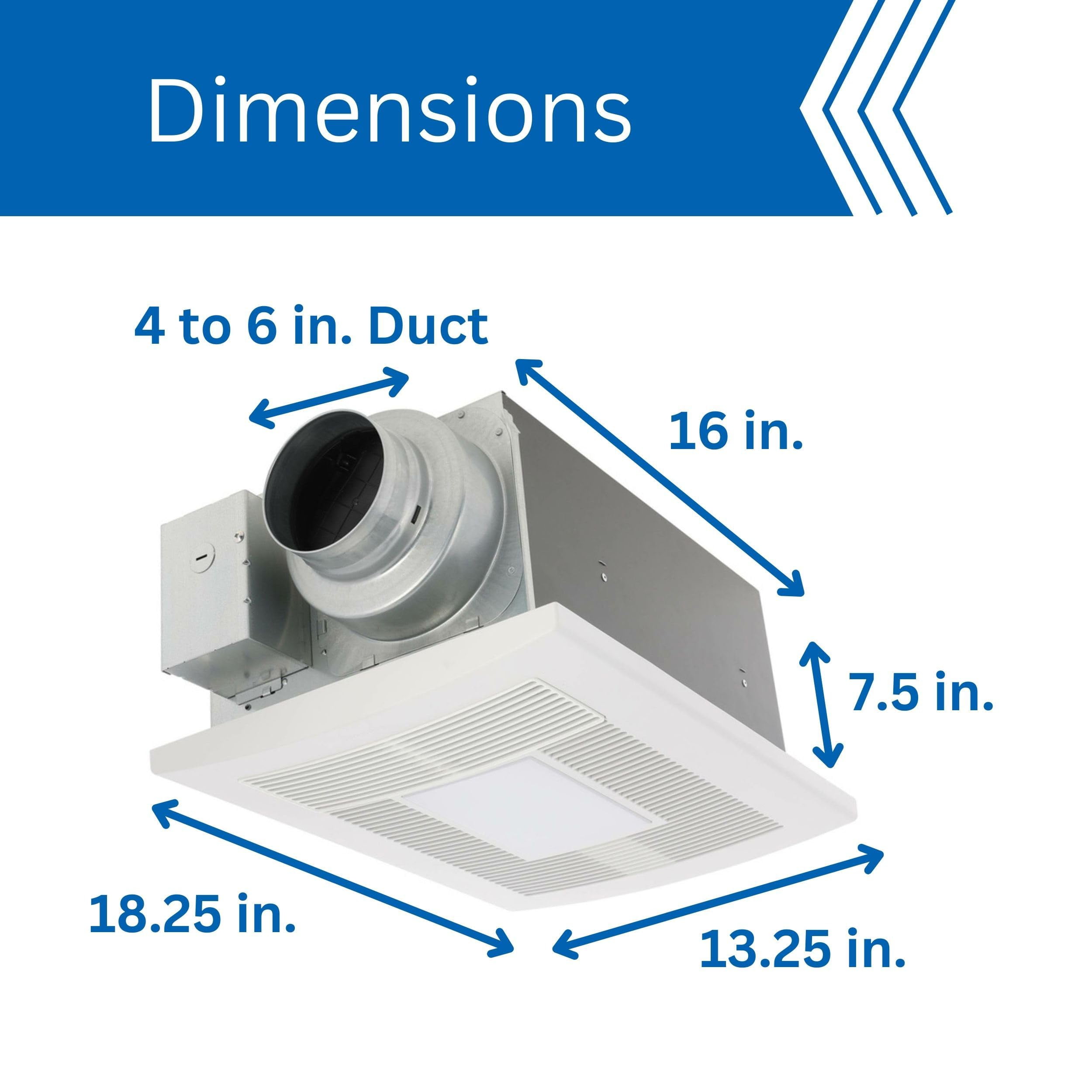 Panasonic WhisperWarm Ceiling Mount Bathroom Exhaust Fan with LED Light & Heater, 50-80-110 CFM, FV-0511VHL1