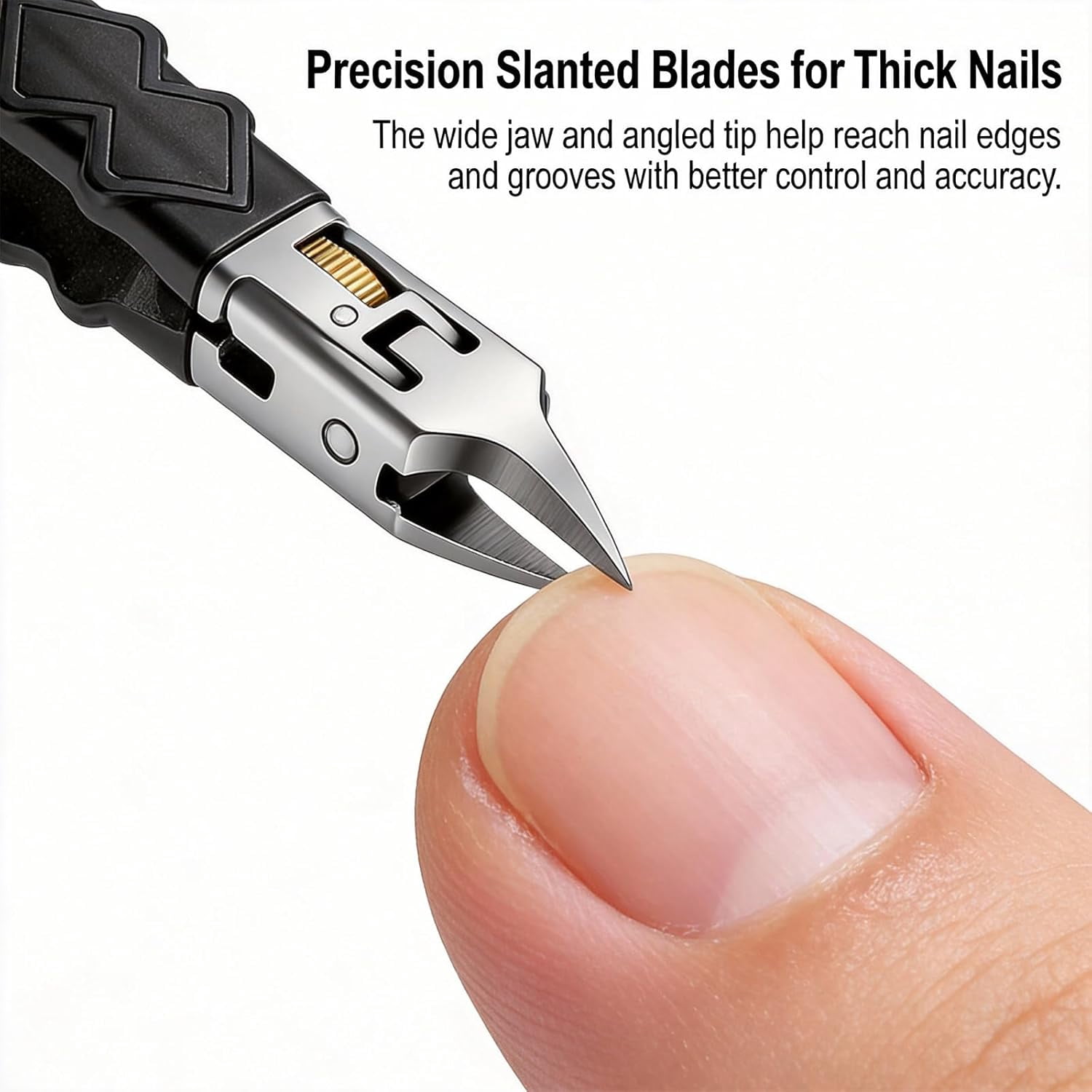 Black Anti-Slip Grip Gear Lock Nail Clipper Set with Ultra-Sharp Tips for Precise Access to Nail Grooves, Wide Jaw Opening Anti-Splash Slanted Nails Clipper for Clippers Thick Nails