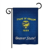 BD-SS-GS-108109-IP-BO-D-US13-BD 13 x 18.5 in. Oregon Americana States Impressions Decorative Vertical Double Sided Garden Flag Set with Banner Pole