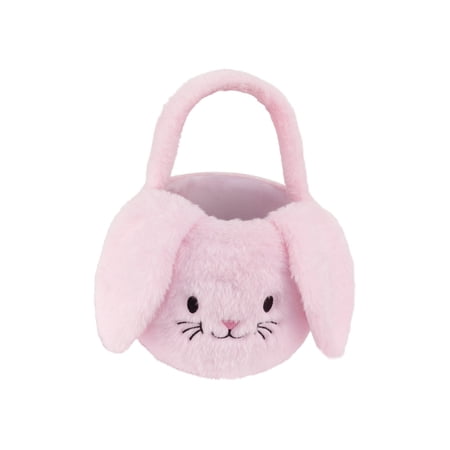 Easter Bunny Basket Plush Easter Basket Portable Candy Gift Bag for Kids Soft Faux Bunny Pelt Material Convenient Handle for Easy Carrying Versatile Storage for Small Items Festival Decoration