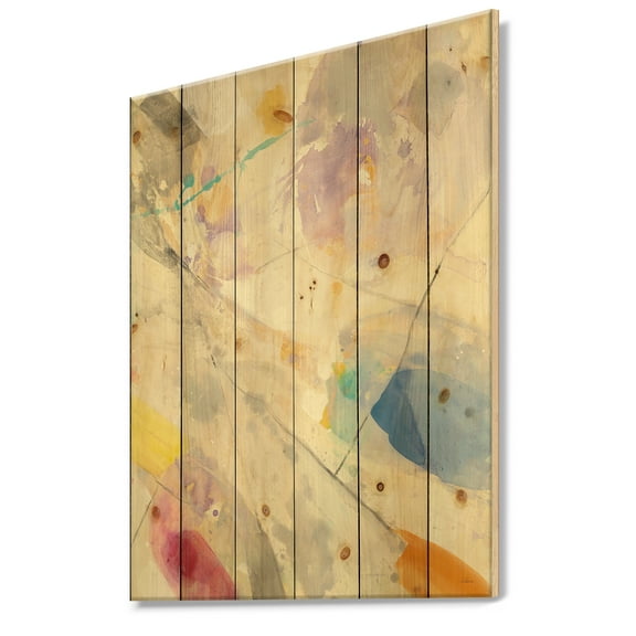 Designart 'Minimalist Spring Confetti I' Modern & Contemporary Print on Natural Pine Wood