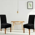 thumbnail image 2 of 4 Pack Stretch Velvet Dining Chair Covers, Removable Washable XL Size Soft Dining Chair Slipcovers for Kitchen Home Restaurant（Solid，Black）, 2 of 8