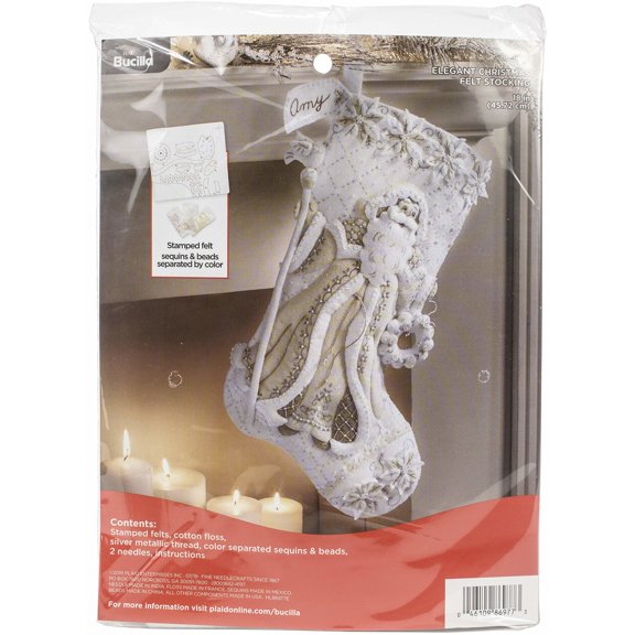 Bucilla Felt Stocking Kit, Elegant Christmas, Other, 18 in, Multicolor, Felt