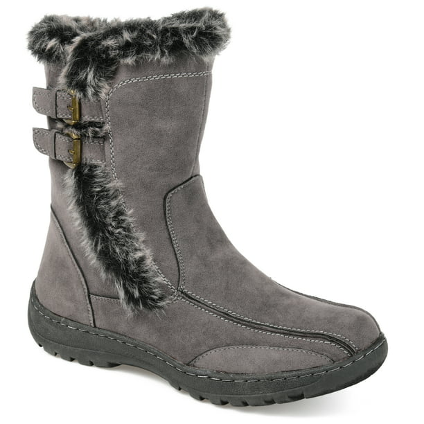 Brinley Co. - Brinley Co. Womens Faux Fur Trim Tread Sole Winter Boot ...