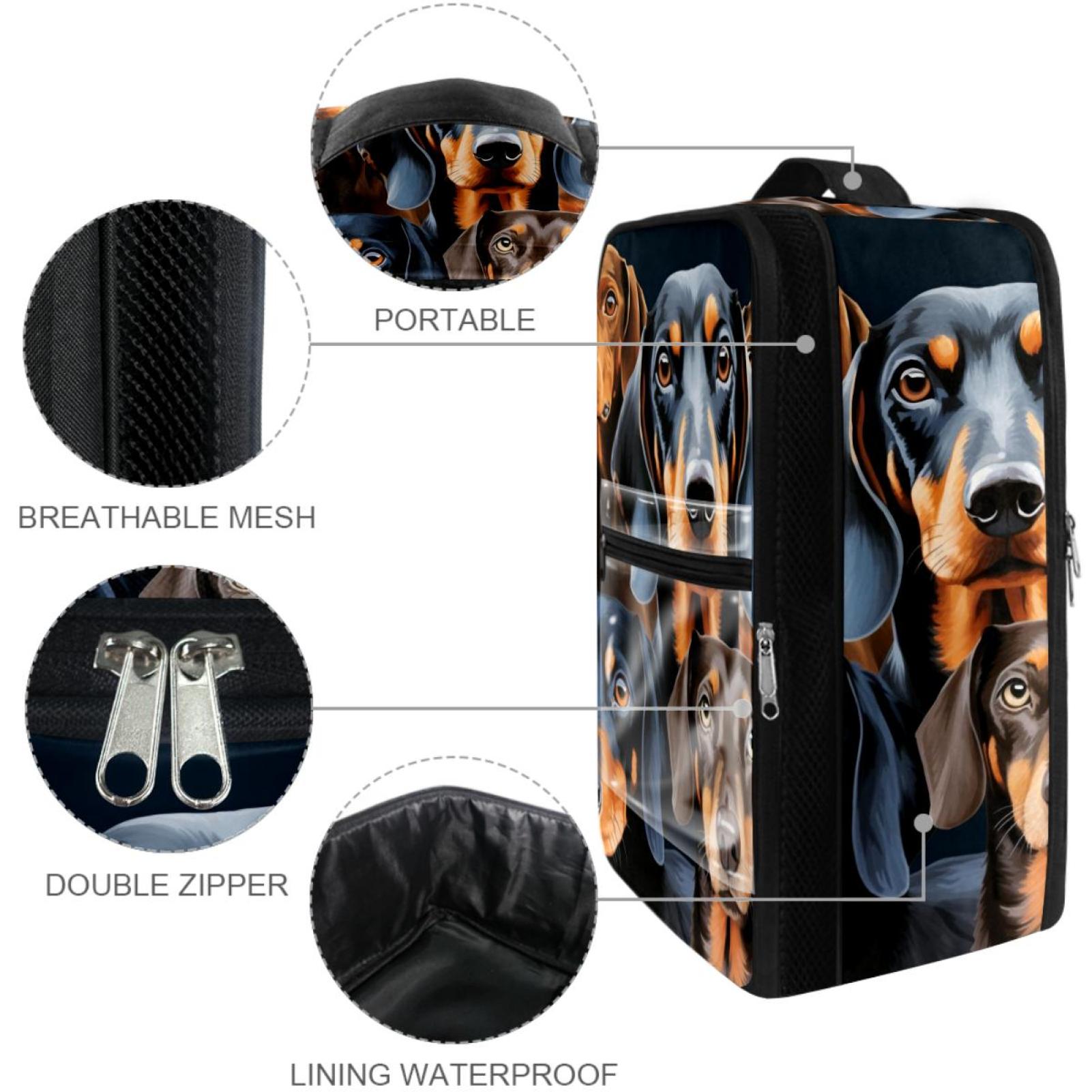 Dachshund Polyester Shoe Storage Containers, 23x31cm/9x12in Shoe Boxes for Organization and Protection of Footwear