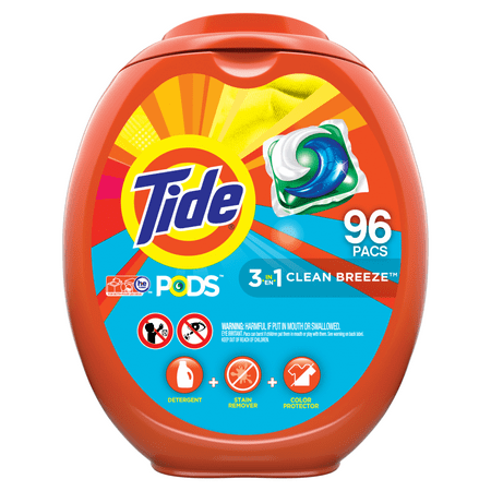 Tide Pods Clean Breeze, Laundry Detergent Pacs, 96