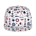 thumbnail image 2 of Daiia Sailing Marine Travel print Flat Bill Hats Flat Brim Trucker Cap Baseball Cap Adjustable Classic Low Profile Hat Unconstructed Plain Cap, 2 of 9