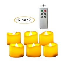 Candle Choice 6 Piece Flameless LED Votive Candles with Remote & Timer - Realistic Flickering Battery-operated Powered Electronic Tealight Candles 1.5”x1.5” Long Lasting Batteries Included 6-Pack