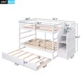 thumbnail image 7 of Bunk Bed with Trundle and 3 Storage Stairs, Solid Wood Full over Full Bunk Bed Frame with Full-Length Guardrail & Staircase, Multifunctional Trundle Bunk Bed for Boys Girls, No Box Spring Needed White, 7 of 7