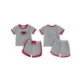 thumbnail image 2 of BemeyourBBs Toddler Baby Girl Boys Summer Clothes Cute Infant Baby Girls Cherry Strawberry Watermelon Outfit Striped Short Sleeve T Shirt Tops and Shorts 2 Pcs Set, 2 of 9