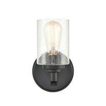 Millennium Lighting Metal 1 Light Wall Sconce- Clear Seeded Glass Matte Black Black Matte