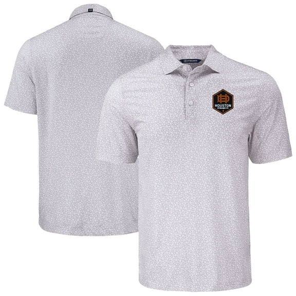 Men's Cutter & Buck  Gray Houston Dynamo FC Pike Eco Flora Print Recycled Polo