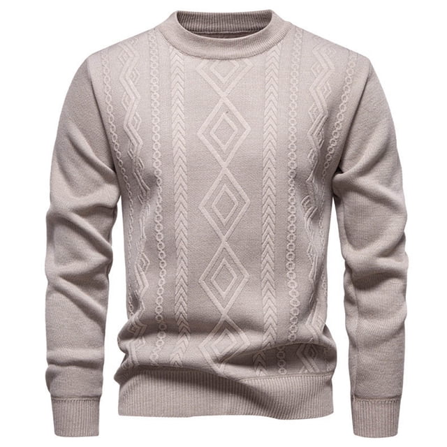 LIaqionyy Chandail Grande Taille pour Hommes Col Rond Tricoté chandail Manches Longues Hauts Chauds Automne Hiver