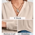 thumbnail image 5 of Women  Casual Long Sleeved Button Up Shirt, V Neck Chiffon Shirt, 5 of 5