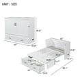 thumbnail image 3 of Queen Size Murphy Bed, Wooden Wall Bed Frame with USB Port, Storage Drawers, Metal Handles, Multifunctional Cabinet Bed for Living Room, Bedroom, Guest Room, Can Be Folded into Cabinet, White, 3 of 9