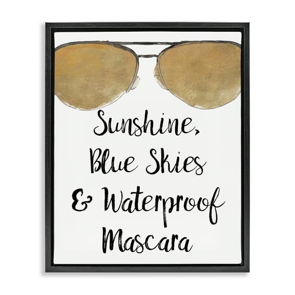 Stupell Industries Fun Mascara Phrase Beauty & Fashion Painting Black Floater Framed Art Print Wall Art, 17 x 21