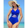 thumbnail image 6 of Women'S Ruched Tankini Swimsuits V Neck Wrap Back Two Pieces Bathing Suit Tummy Control Swimwear Royal Blue S, 6 of 8