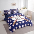 thumbnail image 2 of Erosebridal Teens Baseball Gaming Letter J Monogrammed Bedding Comforter Set 7pcs,Girls Boys Sport Gamer Queen Bedding Sets,Navy Blue Reversible,Luxury Bedroom Decor, 2 of 6