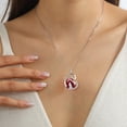 thumbnail image 2 of Juwaliy Collar Madre Hija 925 Plata de Ley Corazón de Amor Granate Piedra de Nacimiento de Enero Dije Joyería Mujer Mamá Cumpleaños Navidad Mother's Day Regalo, 2 of 6