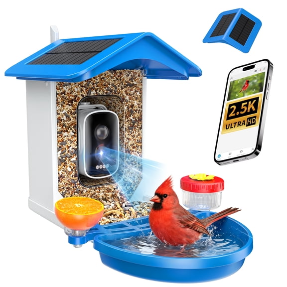 isYoung AI-Powered Bird Feeder with 2.5K Camera, Auto Capture, AI Identifies 16,000  Bird Species, Motion Detection, Solar Powered, Waterproof