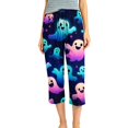 thumbnail image 4 of Zynoxe Womens Capri Pants Lounge Straight Breathable Halloween Printed Elastic Waist Plus Size Trousers with Pockets Trendy Streetwear Pajama Pants, 4 of 5