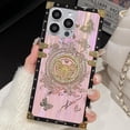 thumbnail image 4 of Glitter Kickstand Case for iPhone 16e, Cute Luxury Bling Sparkly Diamond Butterfly Ring Stand Elegant Floral TPU Bumper Shockproof Women Girls Protective Case for iPhone 16e 6.1" 2025 (Pink), 4 of 15