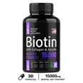 thumbnail image 1 of Suplemento De Queratina De Colágeno De Biotina-Crecimiento Del Cabello Para Hombres Y Mujeres-Vitaminas Para La Piel Y Las Uñas-Apoyo Salud De Articulaciones Y Los Intestinos-Suplementos Para El, 1 of 4