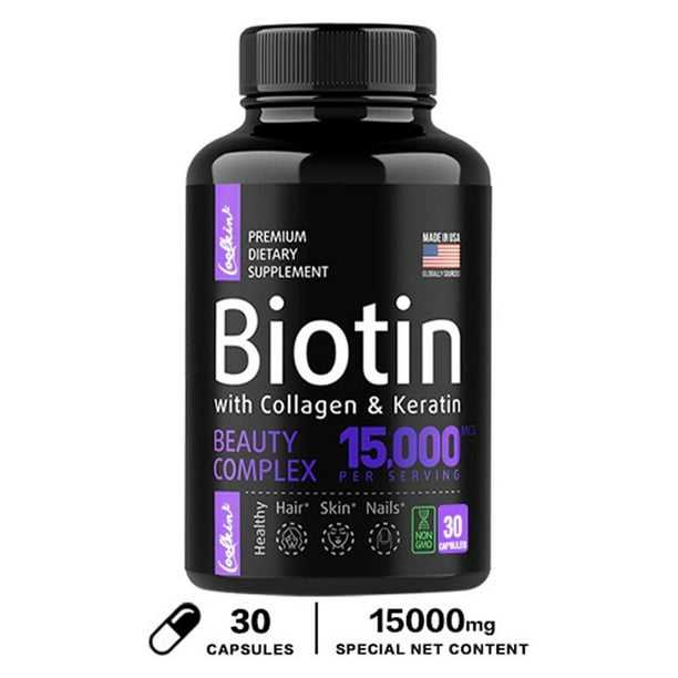 Suplemento De Queratina De Colágeno De Biotina-Crecimiento Del Cabello Para Hombres Y Mujeres-Vitaminas Para La Piel Y Las Uñas-Apoyo Salud De Articulaciones Y Los Intestinos-Suplementos Para El