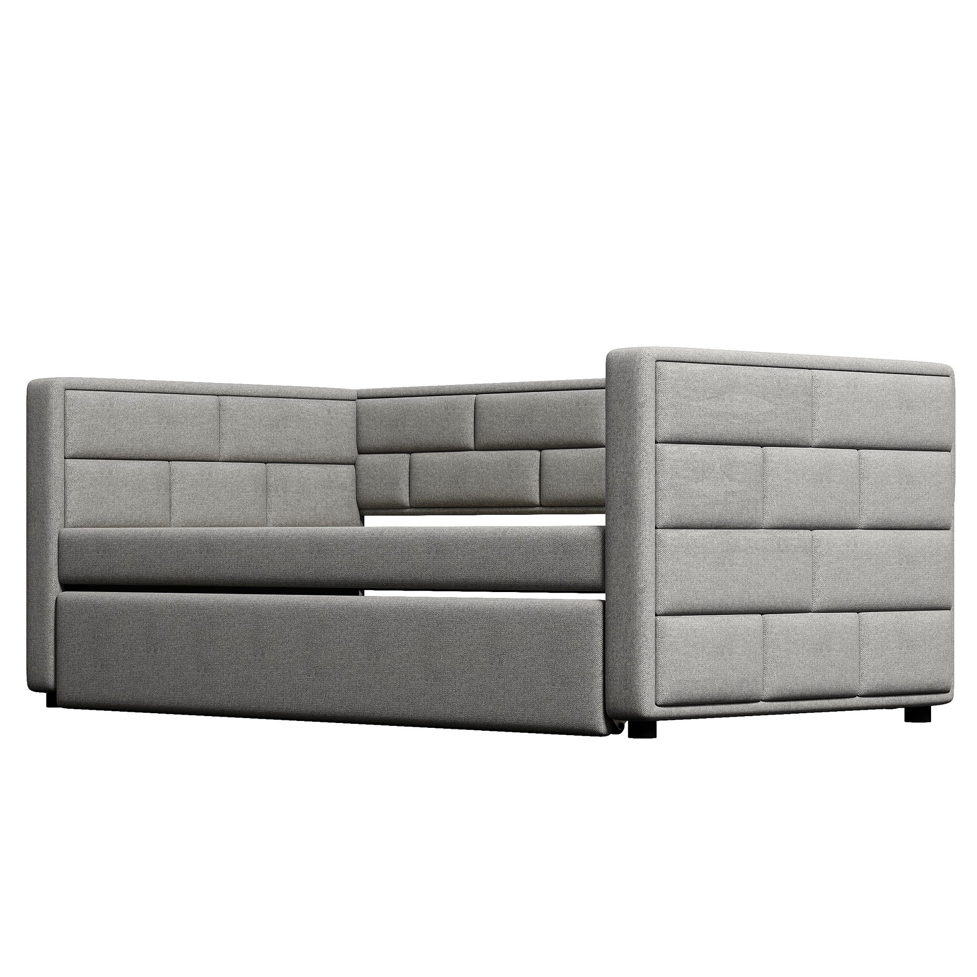 Euroco Upholstered Twin Size Daybed with Trundle, Gray