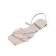 thumbnail image 2 of Hurxie Women's Strappy Sandals Square Toe Dressy Summer Cute Vacation Ankle Strap Slip on Sandal Shoes White 36, 2 of 7