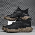 thumbnail image 5 of Men's Casual Genuine Leather Shoes Outdoor Lightweight Breathable Hand-Stitched Boots for Driving Walking Classic Shoes Black 10.5 US, 5 of 7