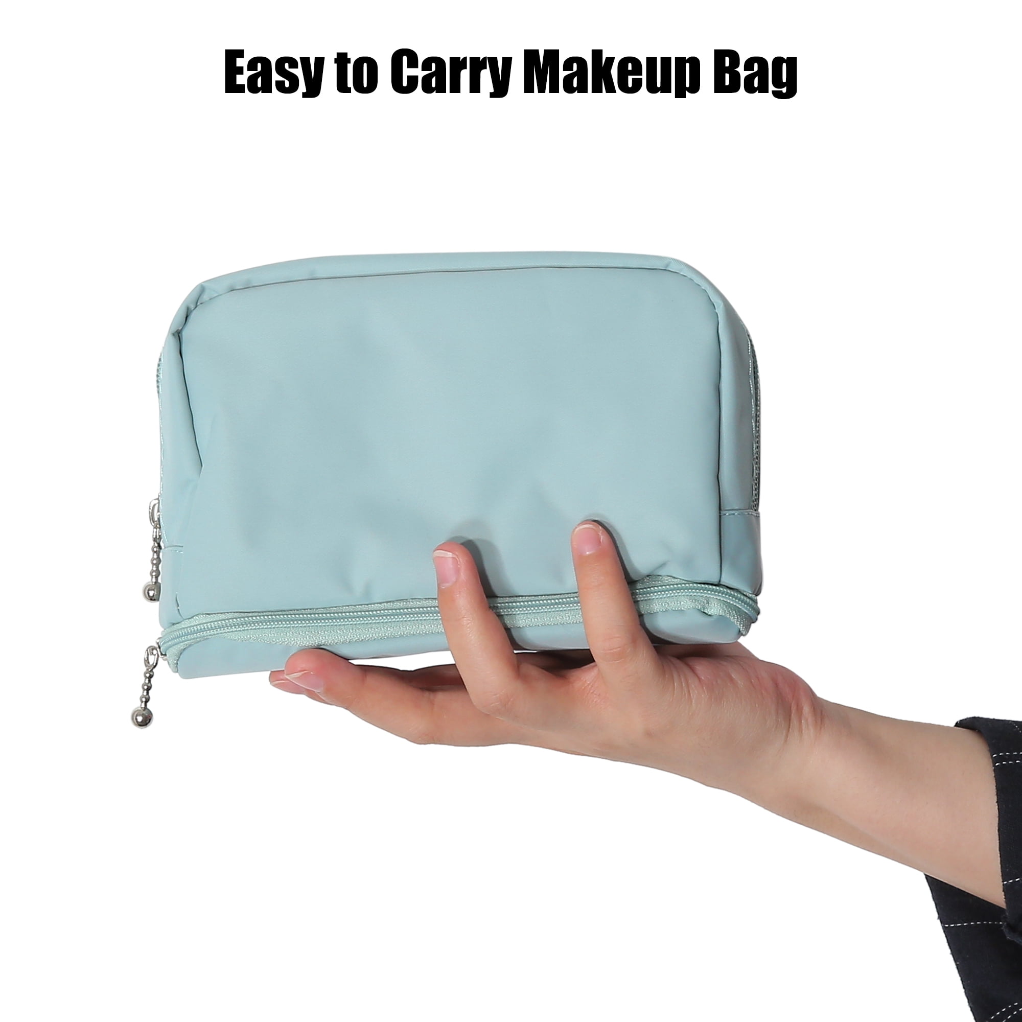 Unique Bargains Floral Makeup Bag Zipper Flower Cosmetic Pouch Blue