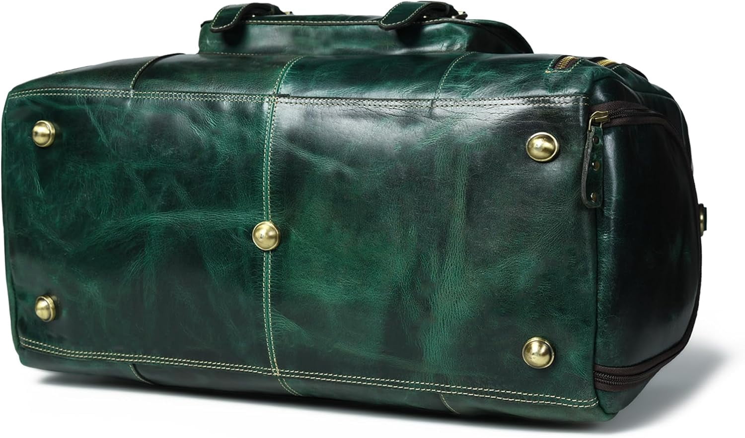De Lira Genuine Full Grain Leather Carry on Travel Duffel Bag 21x11x10 with Trolley Straps, Shoe Compartment, Shoulder Strap - Heritage Brown