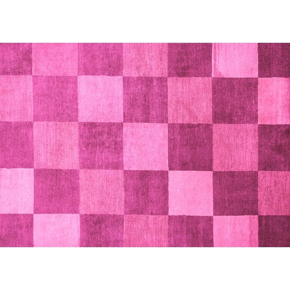 Ahgly Company Indoor Rectangle Checkered Pink Modern Area Rugs, 5' x 7'