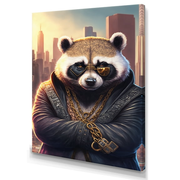 Designart Panda Gangster In NYC II Canvas Wall Art