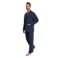 thumbnail image 6 of Apparonia Mens Pajamas Set Cotton Notched Collar Pajamas for Men Long Sleeve Mens Sleepwear with Pockets & Front Fly Dark Blue Stripes​ 3XL, 6 of 7