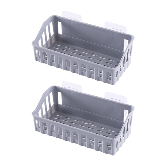 Miyuadkai 2Pcs Gray Punch-Free Bathroom Storage Rack Gray, 2Pcs Corner Storage Rack Basket Hanging Wall Organizer Kitchen Bathroom Holder Shelf Steward and Organizer, 2*Storage Racks
