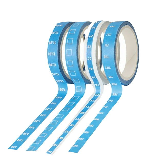 8pcs Timeline Tape Weekly Date Hourly Plan Washi Tape Efficiency Decorative Masking Tapes Scrapbooking Sticker (Blue)